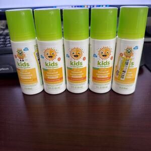 5Pk NEW Kids Babyganics SPF 50 Mineral Sunscreen 3oz/ea Roll On Totally Tropical